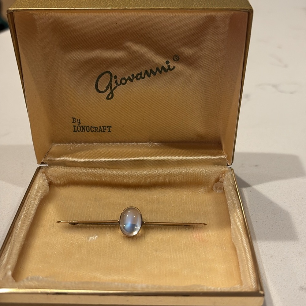 Edwardian 10K Ceylon Blue Moonstone Brooch/Pin